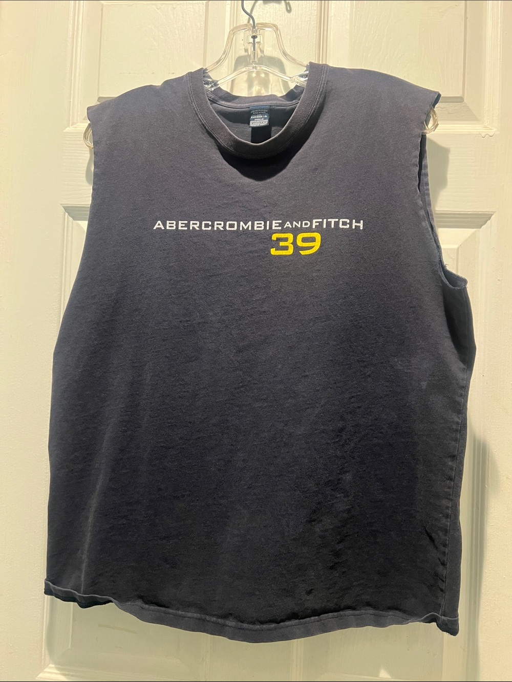 Y2K Abercrombie & Fitch Black Sleeveless Logo Tank with Yellow 39